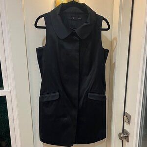 UNIQLO + J Jil Sander Long Black Satin Sleeveless Vest with Pockets